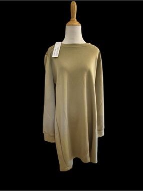 Dear Scarlett 2X scuba Type olive/moss travel dress Long sleeve relaxed fit. NWT